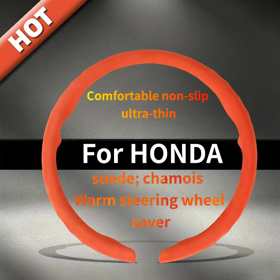 Suede Ultra-Thin Premium Car Steering Wheel Cover for Honda Jazz GK5, City GM6, Civic FC FE, Accord 10th, New HR-V RV