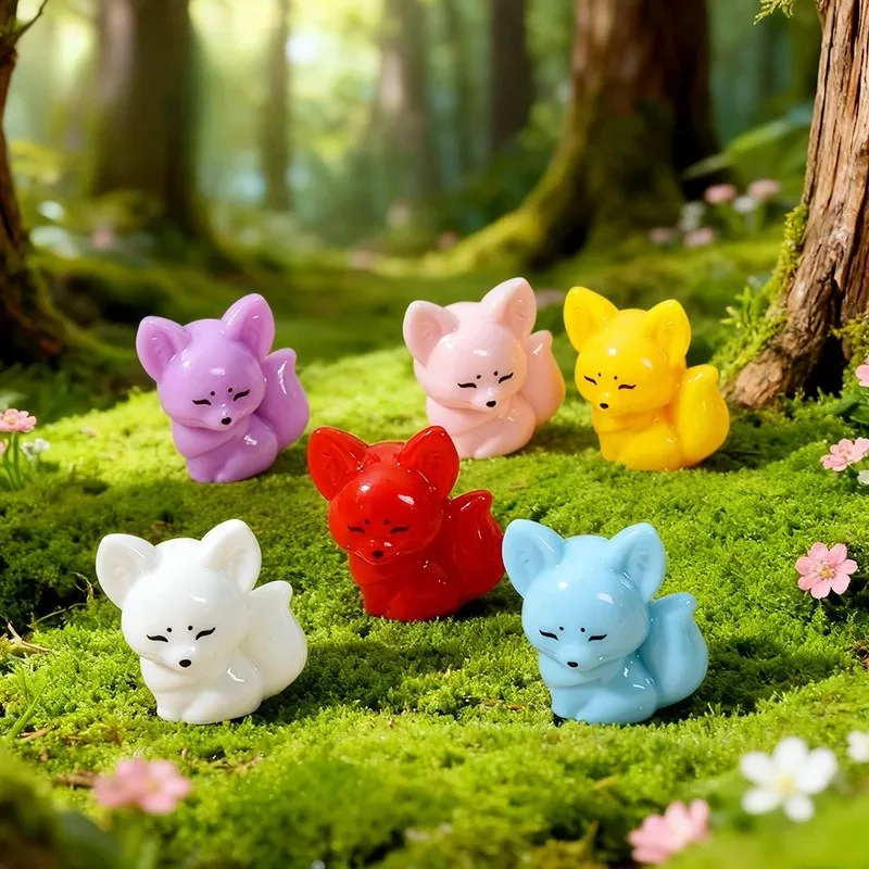 10Pcs Cute Fox Decoration Resin Cabochon Kids Hairpin Headwear Key Chain Accessories Scrapbooking Clothing DIY Craft Supplies