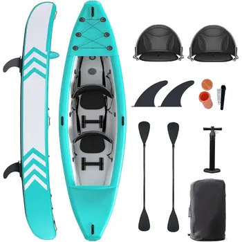 成人1/2人充氣式獨木舟,高強度PVC材質,拉絲底面,輕巧、便攜、耐用雙人皮艇 8 最佳銷售 雙人充氣獨木舟 - №8