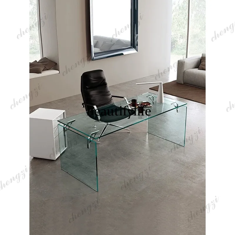 Modern simple glass desk high-end craftsmanship boss study office desk