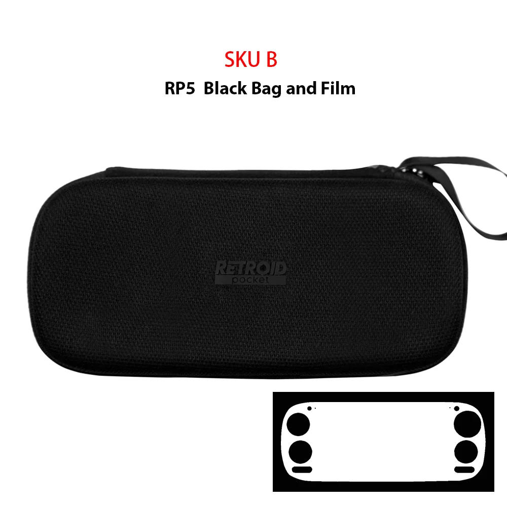 حقيبة سوداء من Retroid Pocket 5 وحدة تحكم ألعاب محمولة حقيبة حمل شاشة فيلم قبضة شفافة من RP5