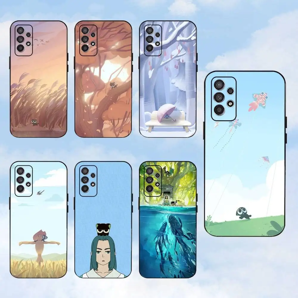

L-Luo Xiaohei Cartoon Phone Case For Samsung S25,S24,S23,S22,S21,S20,S10,Ultra,Plus,Lite,FE,Soft Silicone Black Cover