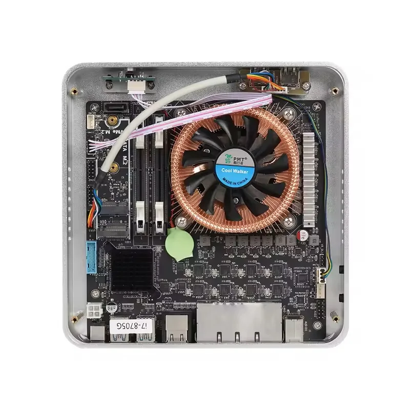 Helorpc 산업용 미니 PC(I7-8705G 지원 포함) Linux Pfsense 데스크탑 컴퓨터(8xI226V LAN, 2xHDMI2.0, 3xUSB3.0, 1xTYPE-C 포함)