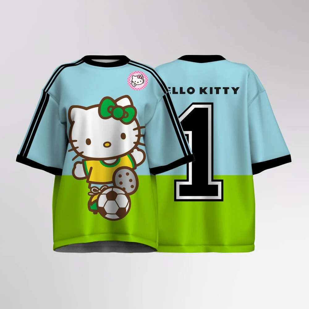 

MINISO, новая летняя коллекция Hello Kitty 2025 года, милая, молодежная, свободная и повседневная футболка с короткими рукавами