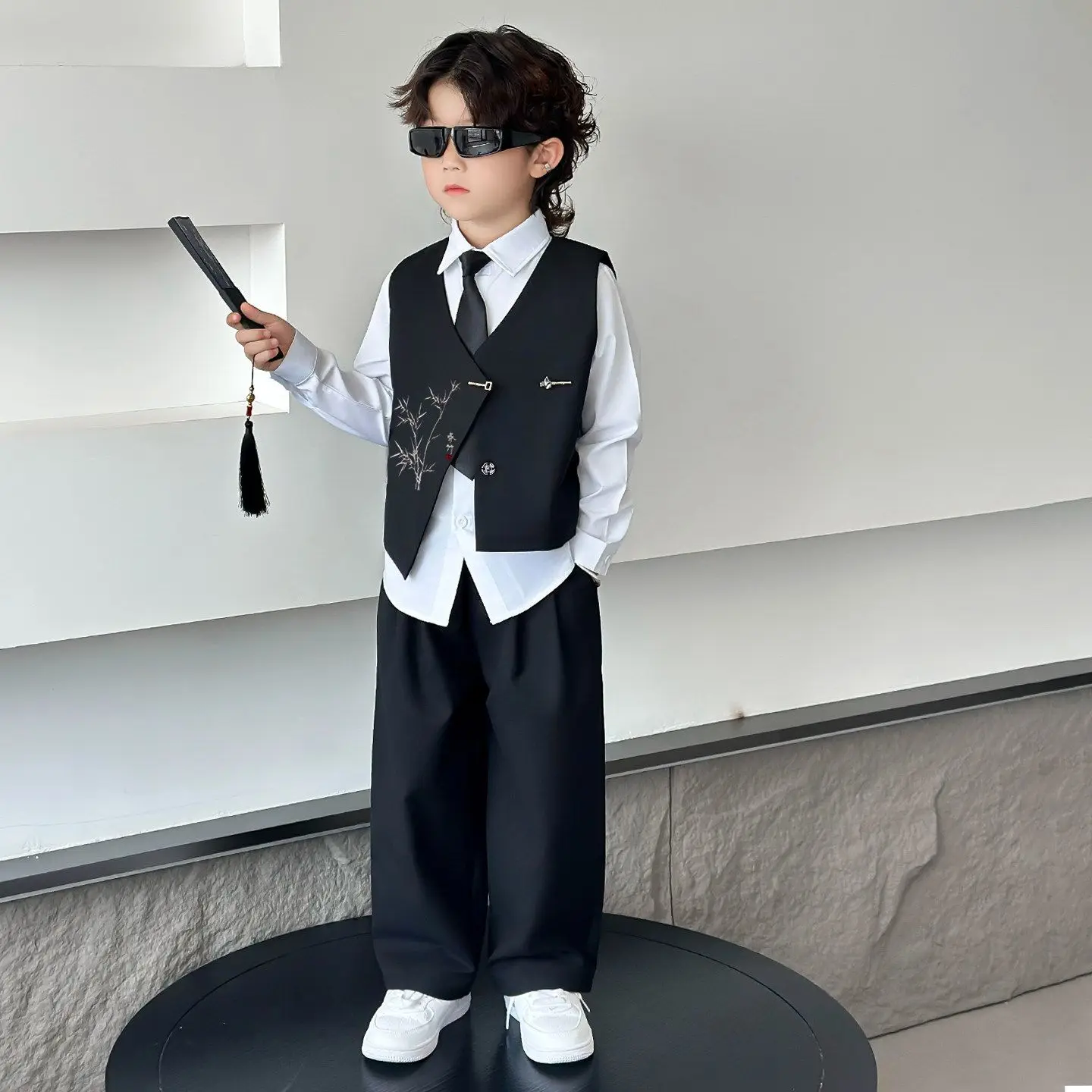 3 PCS set Autumn Spring Boy Retro Stripes TShirt+Pants Shorts+Vest Kid Children baby Gentleman Handsome Streetwear Party Clothes