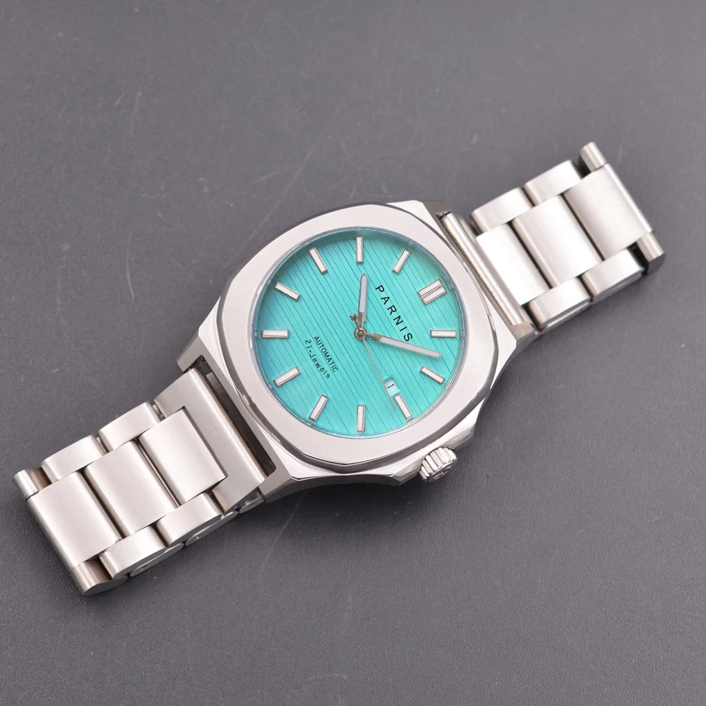 Casual Parnis 42MM Blue Dial Mechanical Automatic Men Watches Calendar Sapphire Crystal Men's Watch Gift Clock reloj hombre 2024