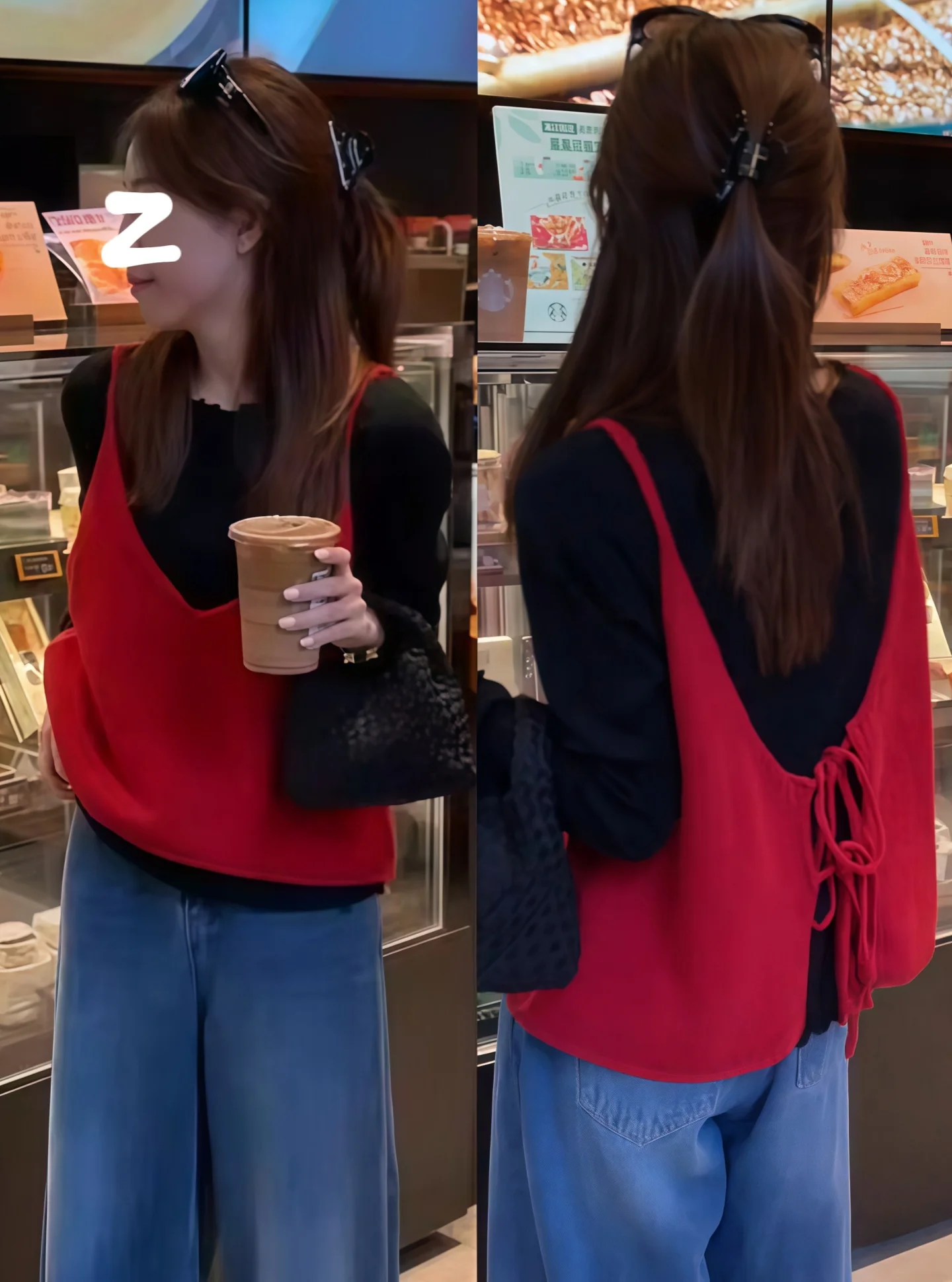 Chic Knitted Long Sleeve T-Shirt with Back Strap Design round Neck Lace Trim Vest Top Early Autumn New Style Age-Defying Wome...