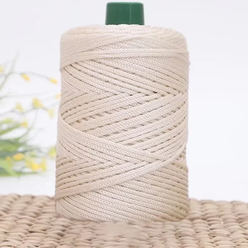 3mm Colored Twisted Woven Rope, Hollow Thread Craft Polyester Macrame Rope,Black Yarn for Crocheting, Crochet Thread for Knitter