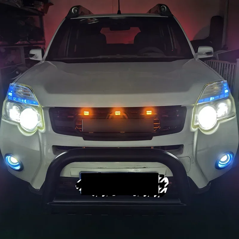 Car Front Bumper Grill with lights for Nissan X-trail Rogue 2012-2014 modified Grille Mask Radiator Body kit Car Accessories