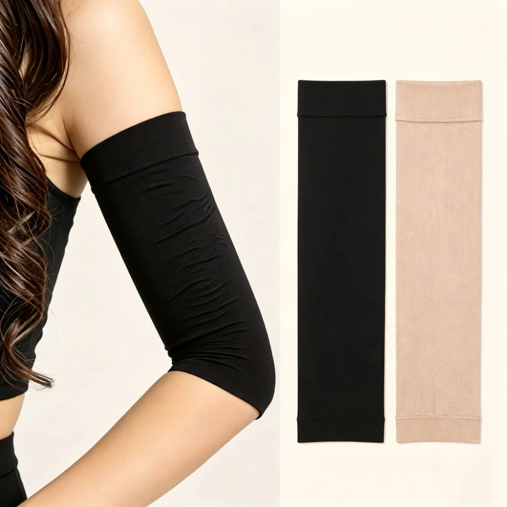 Women Arm Compression Sleeves 1 Pair Elastic Slimming Shaping Wrap Shaper Fitness Sleeves for Arm Tone Up Fat Reduction