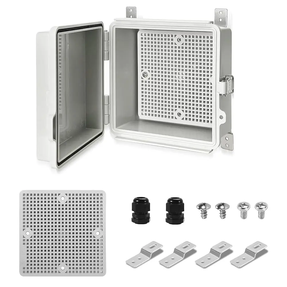 

ABS Junction Box, Project Box, IP67 Waterproof Plastic Enclosure Hinged Cover for Electrical Project, Includes Mounting Plat