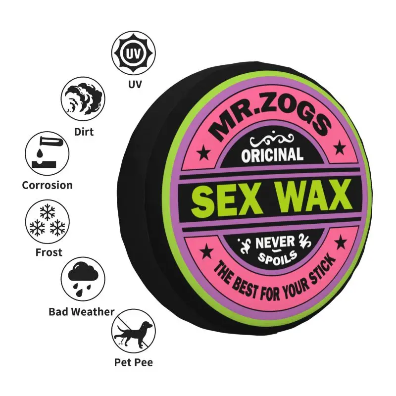 Custom Mr Zogs Surfing Sex Wax Spare Tire Cover for Suzuki SUV RV 4WD Car Wheel Protectors Accessories 14\