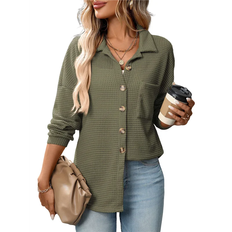 ASDS-المرأة الهراء متماسكة زر أسفل قمصان عادية كم طويل سترة سترة صديقها بلايز البلوزات فضفاضة تناسب