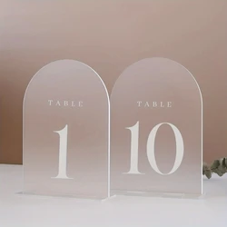 Frosted Arch Wedding Table Numbers with Stands 1-20, Acrylic Signs and Holders, Perfect for Centerpiece, Reception, Decoration