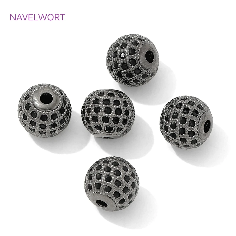 18K Gold Plated Brass Spacer Beads with Zircon Round Loose Beads,Separators For Beads,Beads For Bracelet,DIY Jewelry Findings image 6