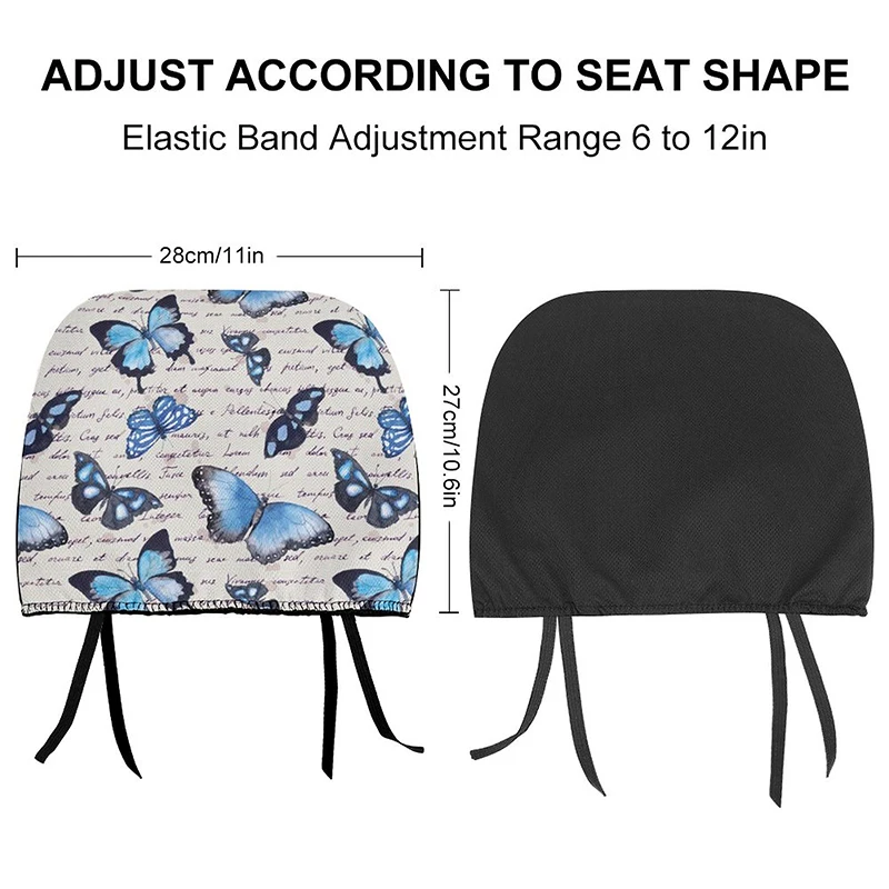 ผีเสื้อรถ Headrest ครอบคลุม Full Wrap ตกแต่งภายในนุ่มทนทานรถที่นั่ง HEAD REST COVER เหมาะกับรถทั้งหมด