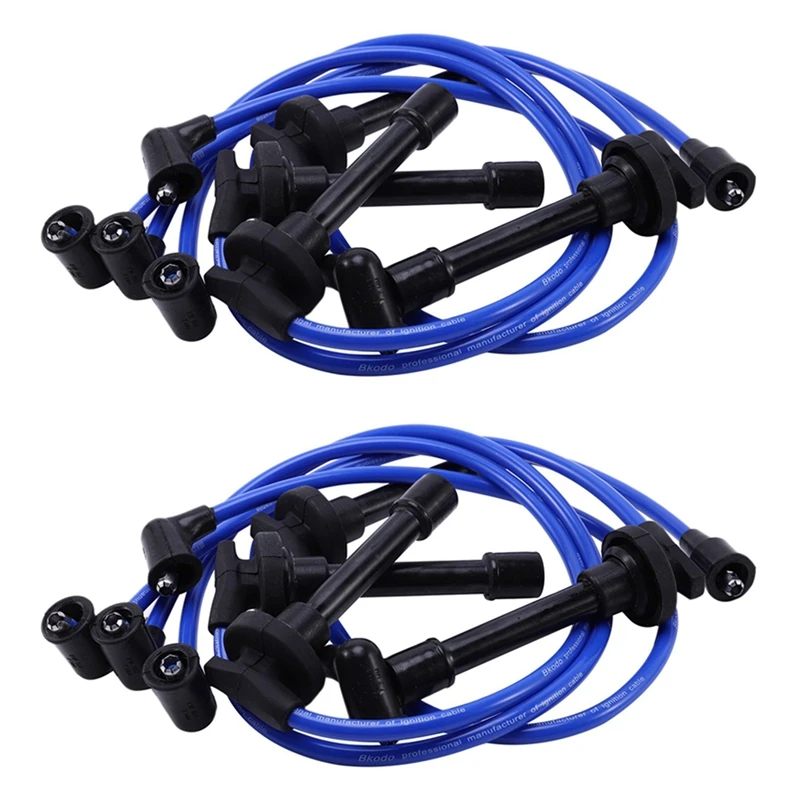 2X 32700-PTO-000 Spark Plug Wire Set, High Performance Ignition Wire For HONDA CIVIC DEL SOL 1992-2002 Blue