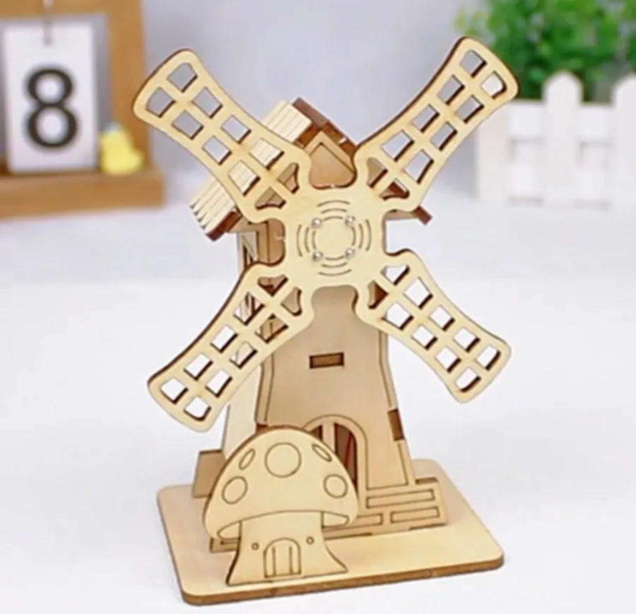 1 set DIY handmade material package for solar windmill puzzle assembly model