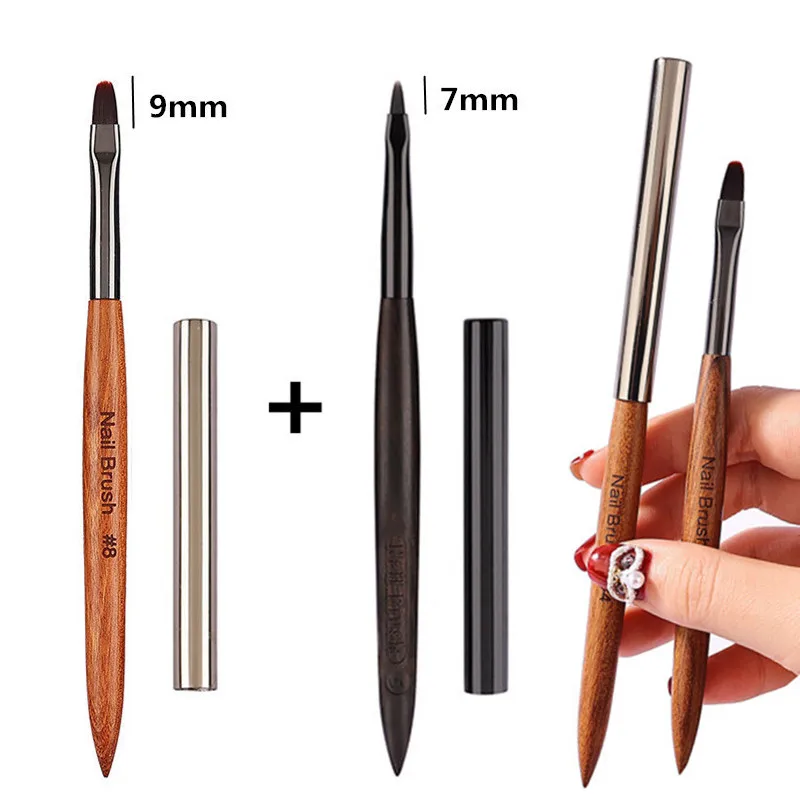 

2PCS Nail Drawing Brushes For Manicure Lines Painting Gradient UV GEL Extension Builder Drawing Pen Sandalwood