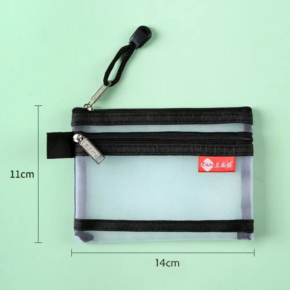 Dubbellaags Ovale Kleine Muntasjes Nylon Bus Id Creditcard Opbergtas Draagbare Mesh Geld Portemonnee Portemonnee Met Rits