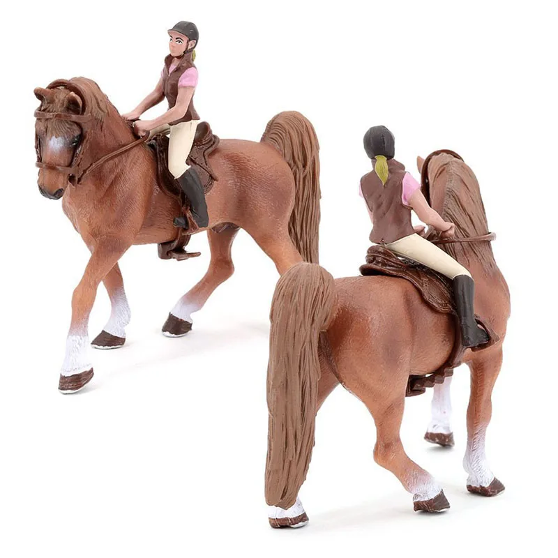 Mais recente Fazenda realista A cerca Animal Cavalo Cavaleiro Modelo Appaloosa Hannover Cavalo Figuras de ação Brinquedos educativos para crianças