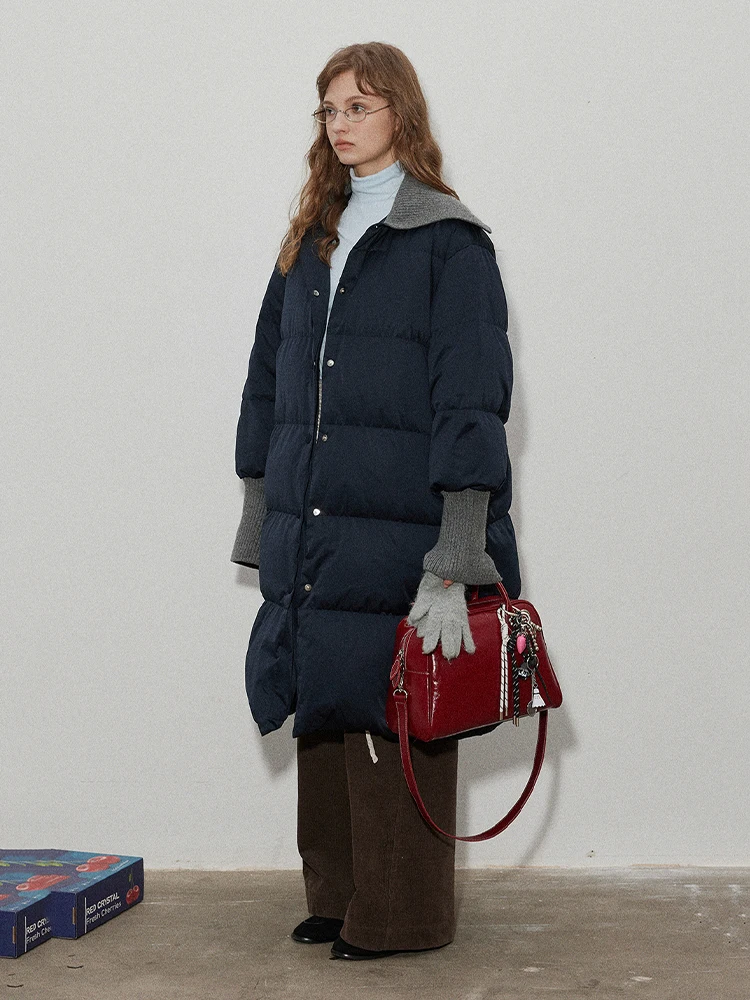 الشتاء طويلة محبوك الربط التلبيب أسفل سترة المرأة الأبيض بطة أسفل رشاقته أسفل سترة الإناث الدافئة الركبة طول باركر أبلى #4