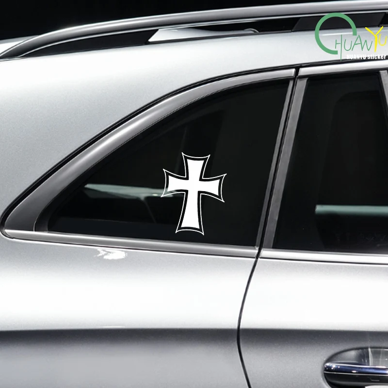 for Iron Cross Car Stickers Creative Sunscreen Occlusion Scratch Decals Waterproof Die Cut Refrigerator Car Accessories