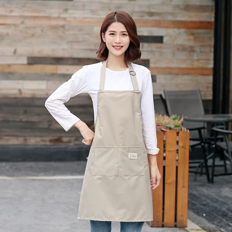 Adjustable Women Kitchen Apron For Cooking Baking Barista Apron Pink Waitressing Aprons  Thicken Restaurant Apron