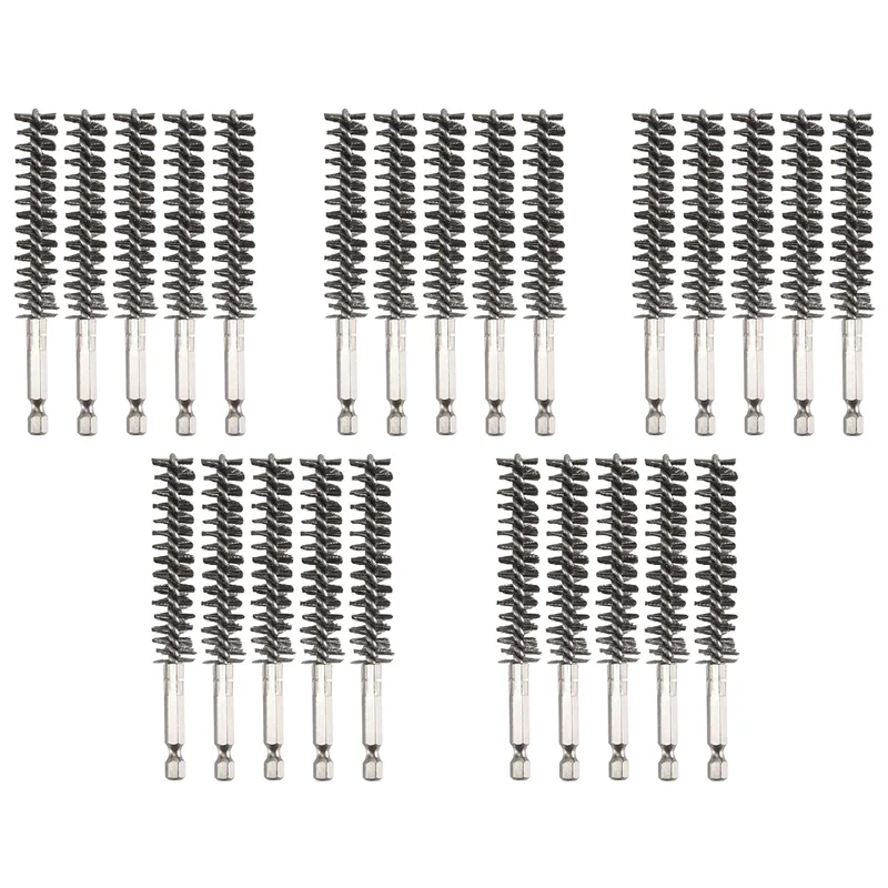 

Flash Trend 25X Stainless Steel Bore Brush Wire Brush For Power Drill Cleaning Wire Brush Stainless Steel With Hex Shank Handle