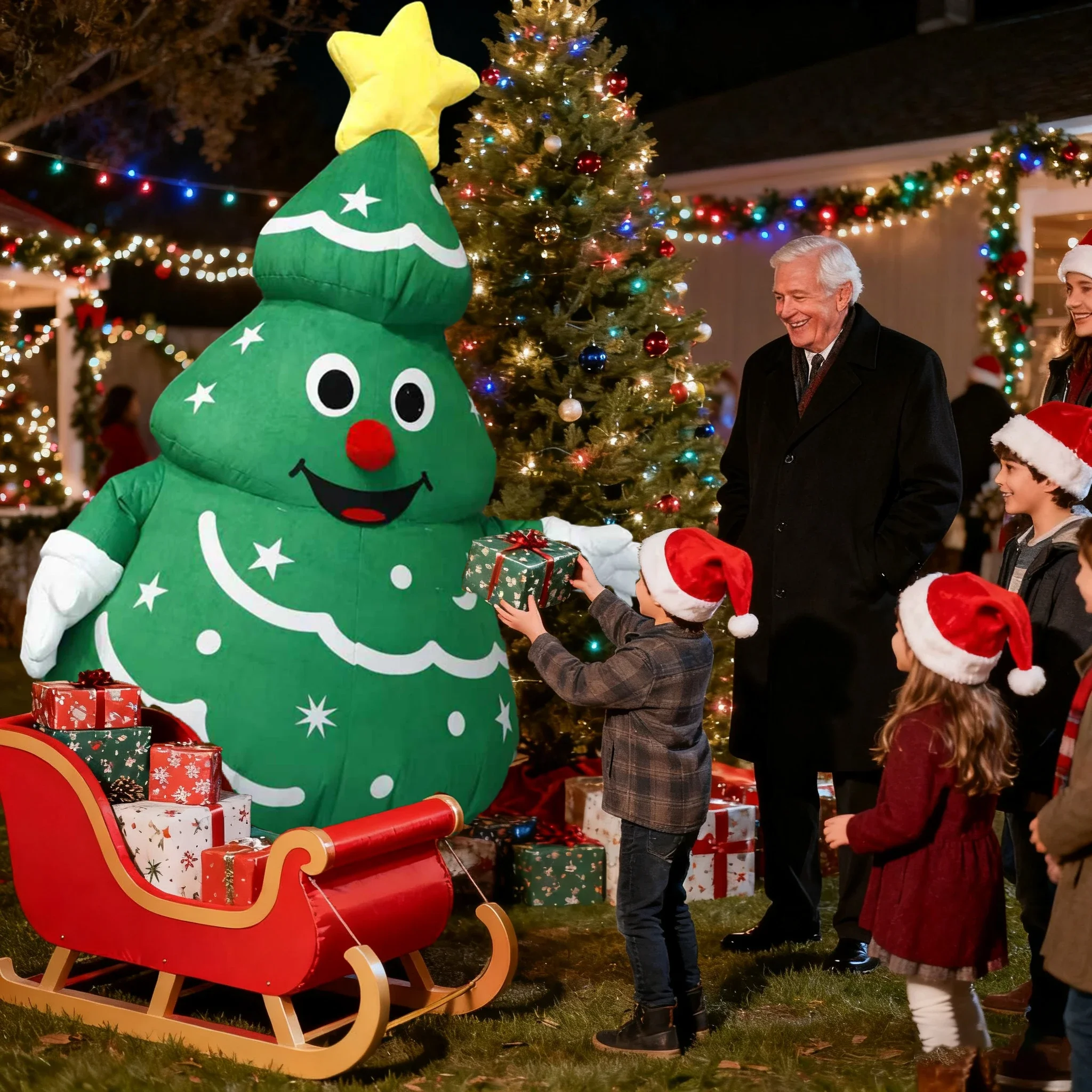 

Inflatable Christmas Tree Costume Mascot Adult Character Cosplay Christmas Halloween Party Event Suits No Battery