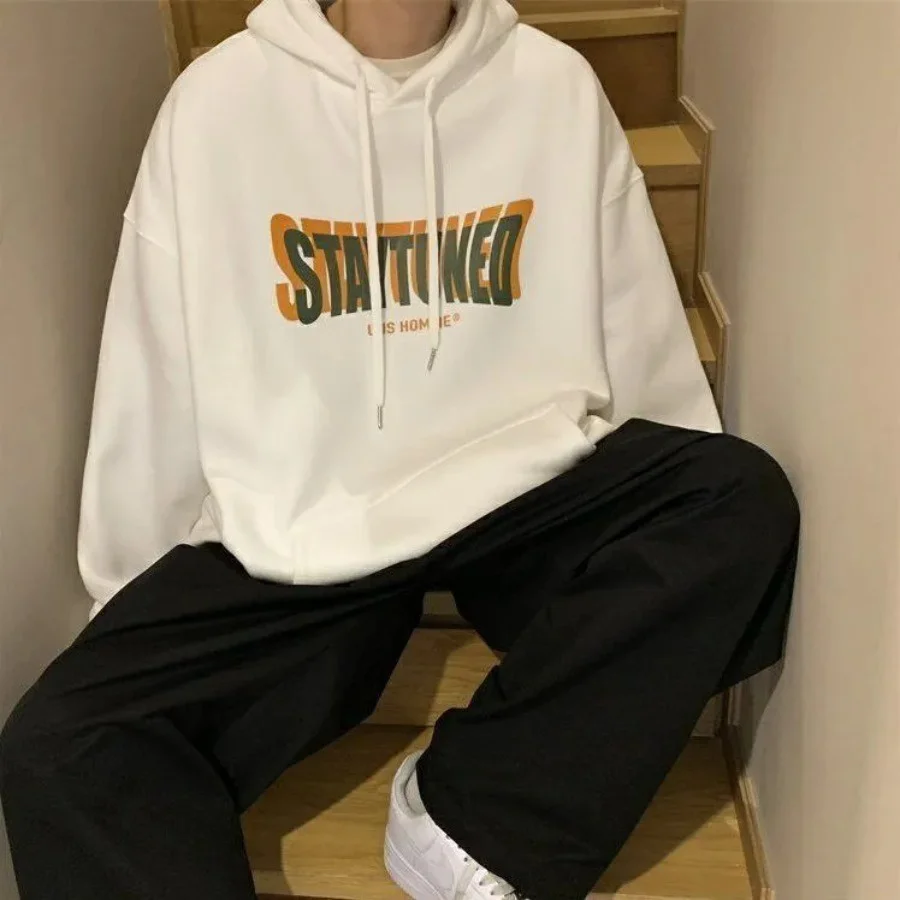 

【M-8XL】Новая модная мужская толстовка оверсайз с английским принтом, свободного кроя, в уличном стиле