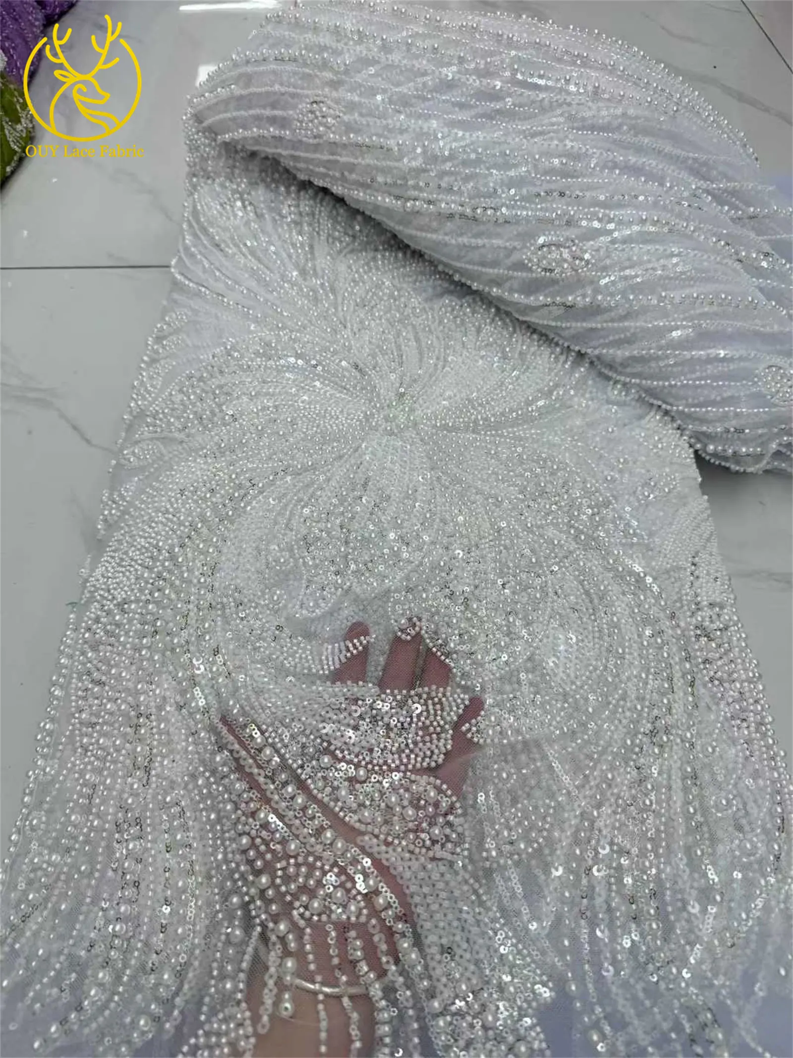Tela de Encaje Africana Roja con Cuentas, Encaje de Tul con Lentejuelas Francés Nigeriano de Alta Calidad 2026, Adecuado para Vestidos de Fiesta para Mujer