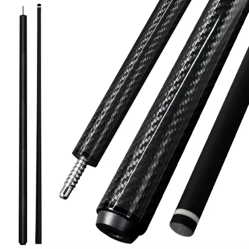 

Professional 2-piece 3K carbon fiber cue, low deflection, sturdy and durable.