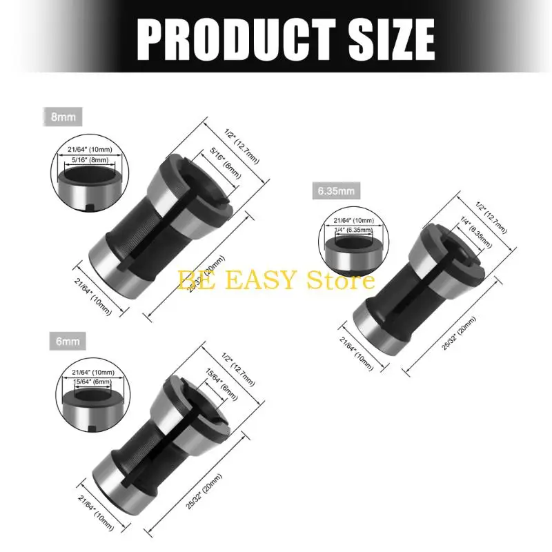 E28F 6mm 6.35mm 8mm Collet Chucks Converters for Various Trim Routers Engravers Enhancing Stability In Carving Projects