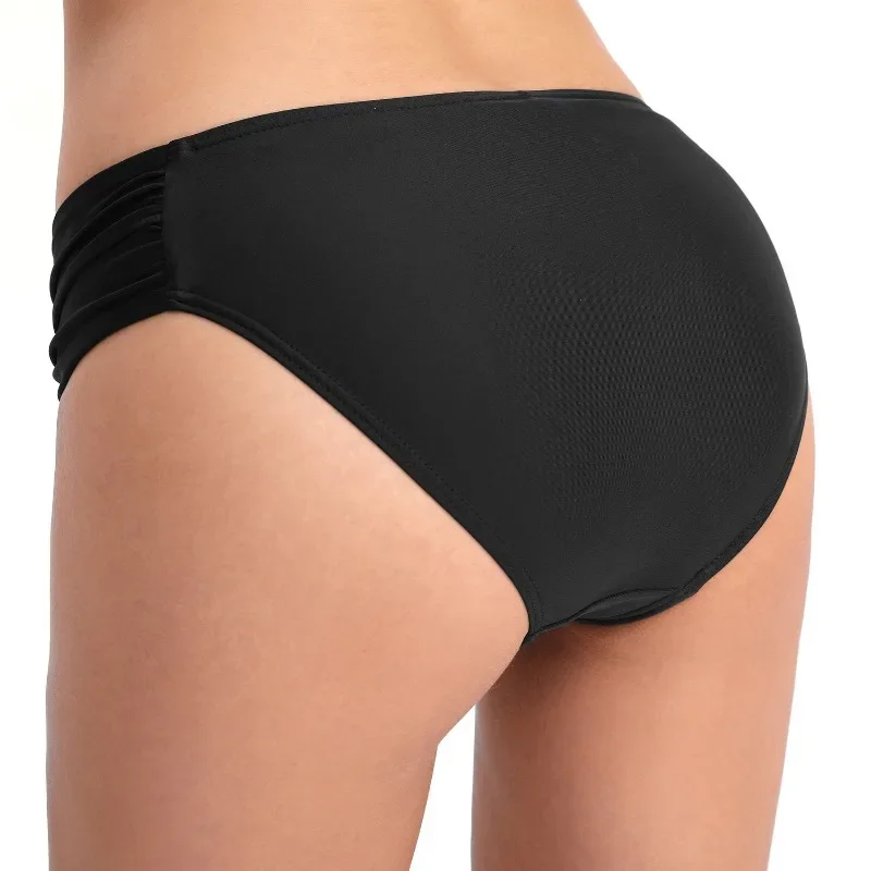 Pantalones cortos con pliegues para mujer, Shorts de baño ajustados de cintura media, de colores sólidos, a la moda, informales, para playa, novedad