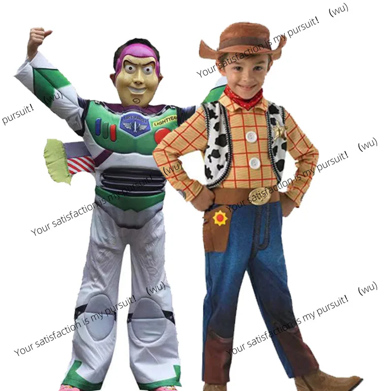 Disfraz de Buzz Lightyear para niños, mono de vaquero, personaje de dibujos animados Woody, disfraz de Halloween