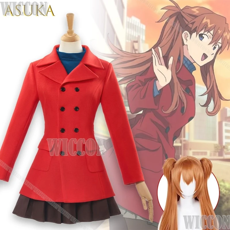 

Asuka Winter Outfit Cosplay Costume Anime Character Roleplay Wool Coat Thickened Style Fashionable Outerwear Navidad Carnaval