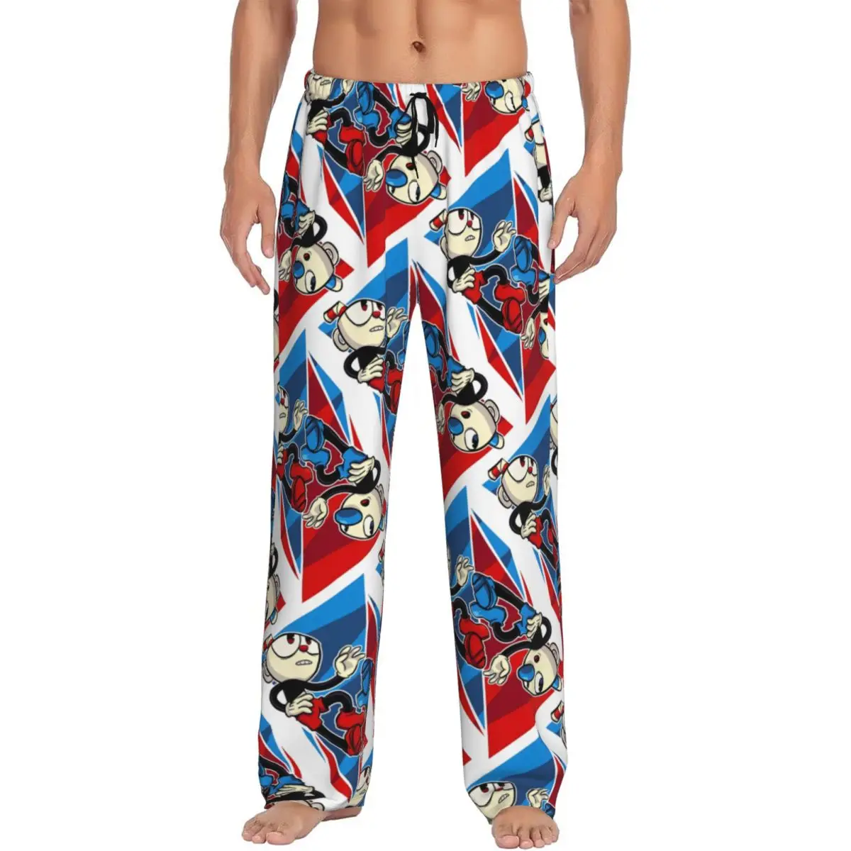 

Мужские пижамные штаны Cuphead And Mugman на заказ с принтом аниме-игры, одежда для сна, низ с карманами