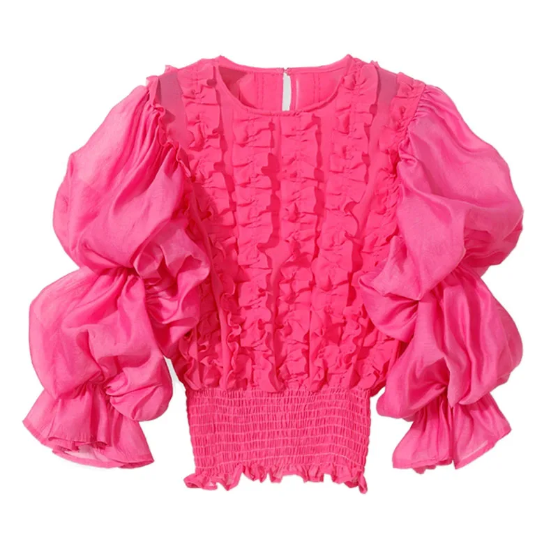 

Ele Pure Color ort Sve irt Женский осенний свободный утягивающий топ в Корейском стиле с круглыми манжетами Ne