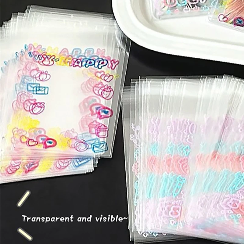 20/50/100Pcs Kawaii Transparent Sleeves Cute Photocard Sleeves Idol Photo Protective Storage Bag Graffiti Self-adhesive Bag
