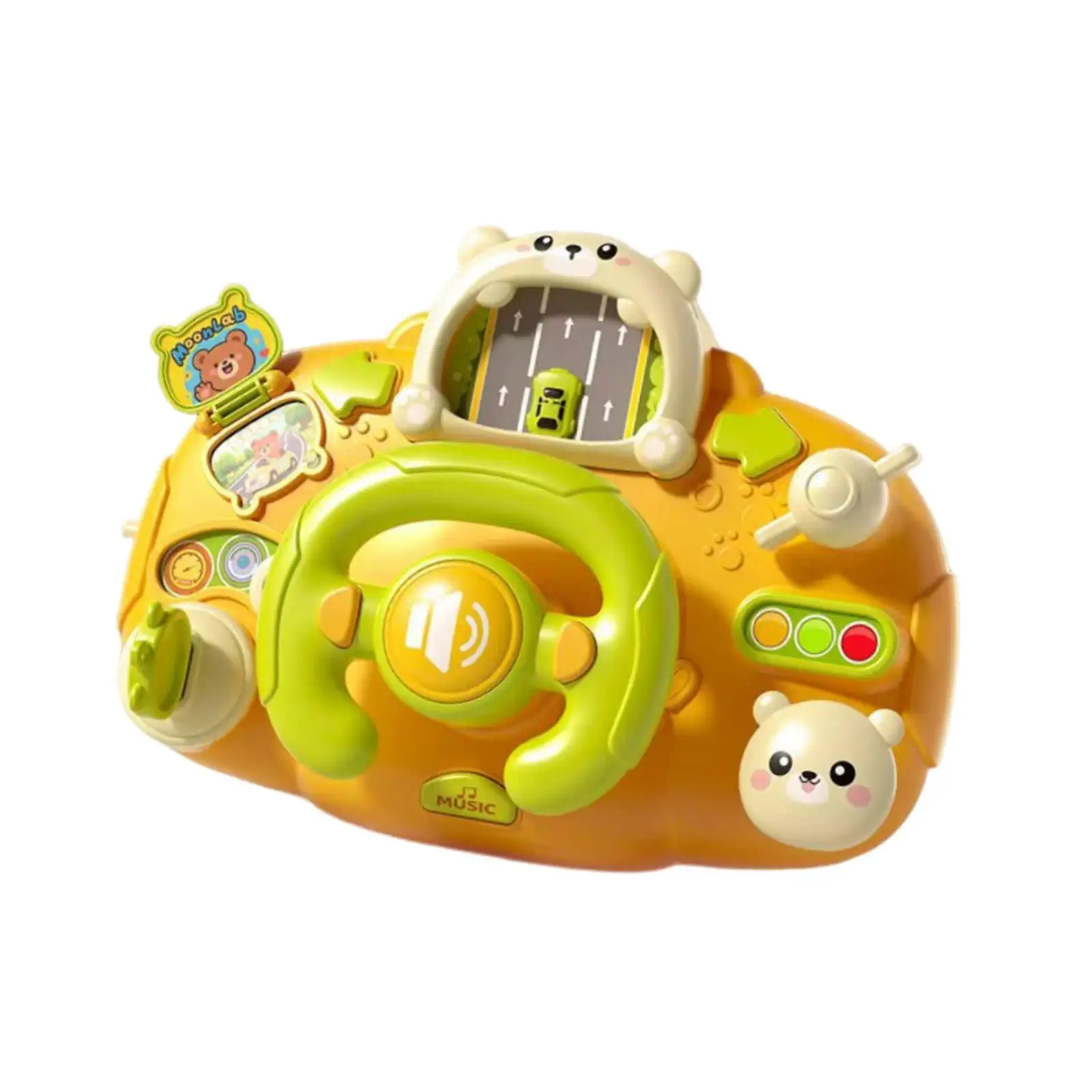 Pretend Play Kids Steering Wheel Educational Driving Controller Musical Toy for Fine Motor Skill Learning for Children Ages
