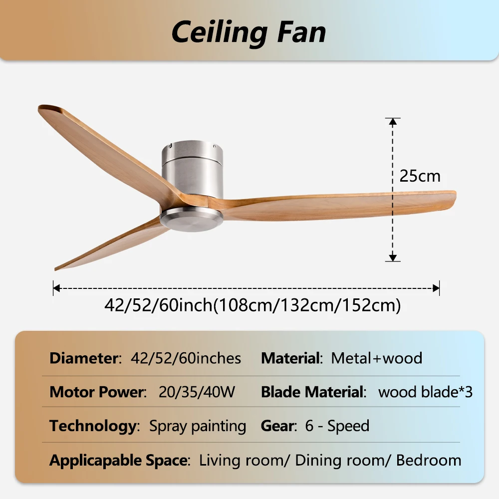 Kipas Langit-langit 42/52/60 Inci 3 Bilah Ventilator Kayu Industri Antik Remote Control untuk Kedai Kopi Rumah Hotel Kantor