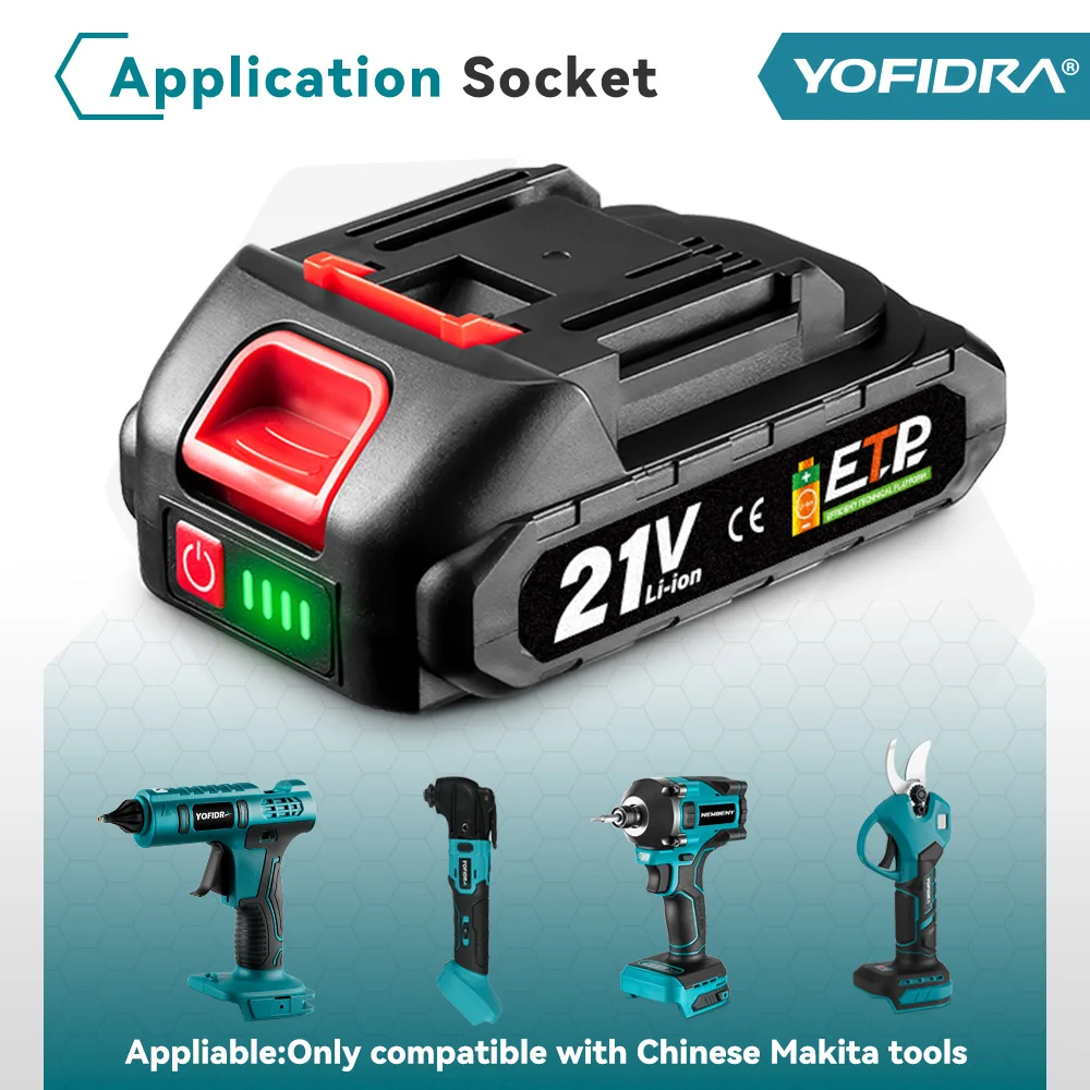 YOFIDRA 18-21V Wiederaufladbare Lithium-Batterie für Bürstenlose Kettensäge Bohrmaschine Elektrischer Schraubenschlüssel für Makita 21V 18V Akku – Detail 7