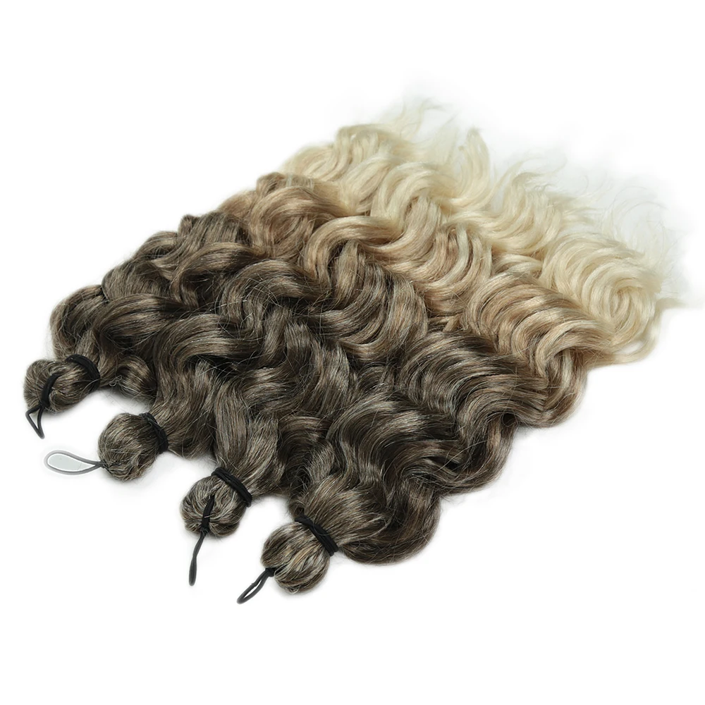 

Alibaby 4PCS 12 Inch Deep Wavy Crochet Hair Afro Curl Synthetic Crochet Braids Ombre Blonde Brown Braiding Hair Extensions