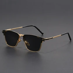 New Metal Square Sunglasses Half Frame Polarized Sunglasses Man Woman Luxury Brand Designer Sun Glasses Male Retro Rive