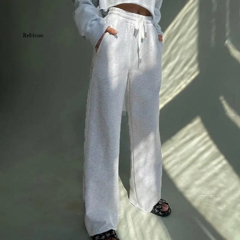 

Loose Pants Women's Sports Sweatpants High-waist Drawstring Pants Women's Casual Pocket Wide-leg Pants Women's Jogging Wide Leg