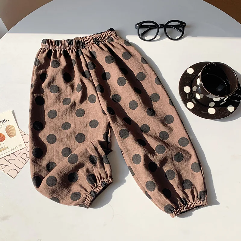 2026 Spring and Autumn New Children's Polka Lantern Pants for Boys and Girls Loose Casual Baby Cute Trendy Pants