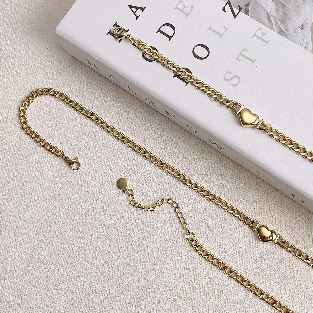 ENFASHION Valentine Heart Necklace For Women Gold Color Necklaces Stainless Steel Jewelry Emo Choker Collares Para Mujer P213274