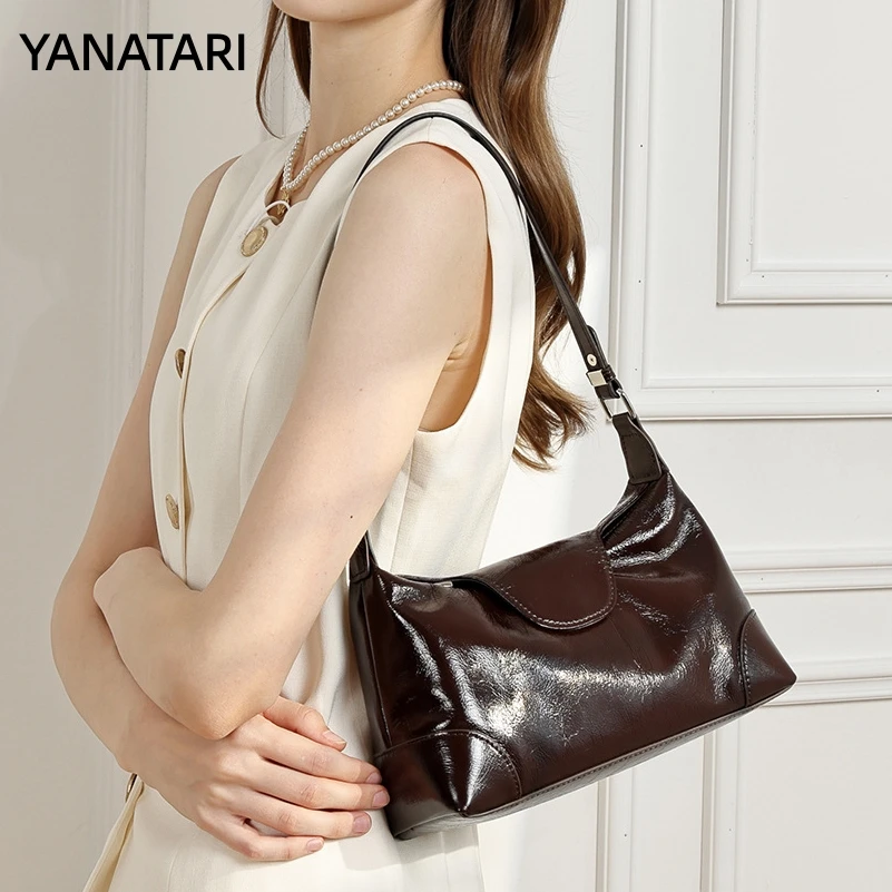 

YANATARI luxury handbags crossbody bags Vintage Genuine leather women shoulder Small dumpling bag soft leather cowhide fashion