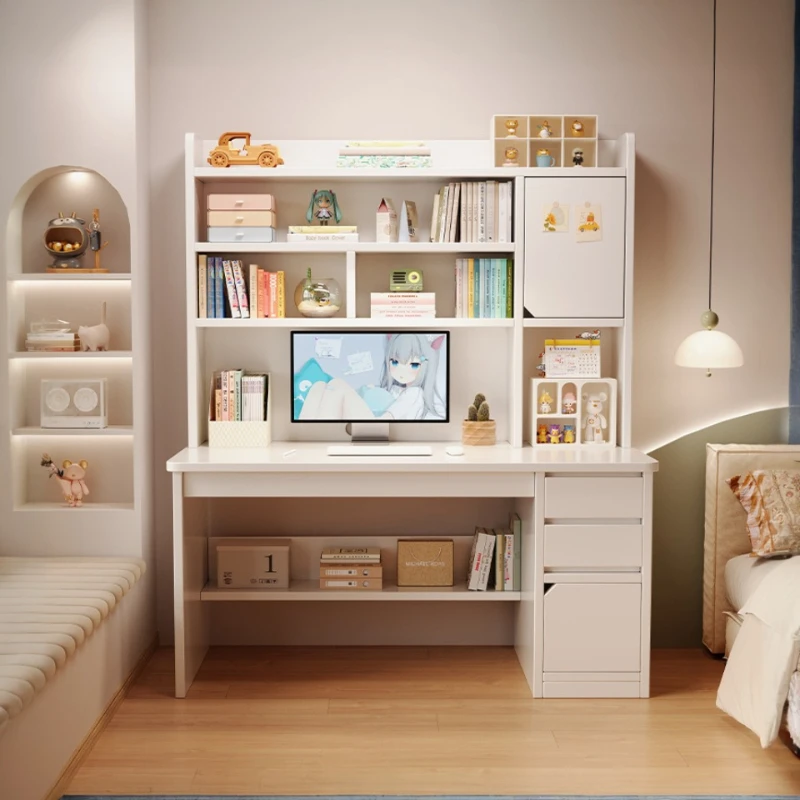 

Desk bookshelf integrated table with bookcase combined bedroom student study table writing table household desktop computer desk